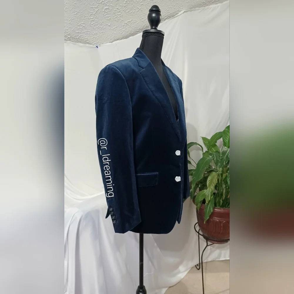 NWT Banana Republic Horizon Blue Men's Deep Blue Velvet Blazer Size 36R